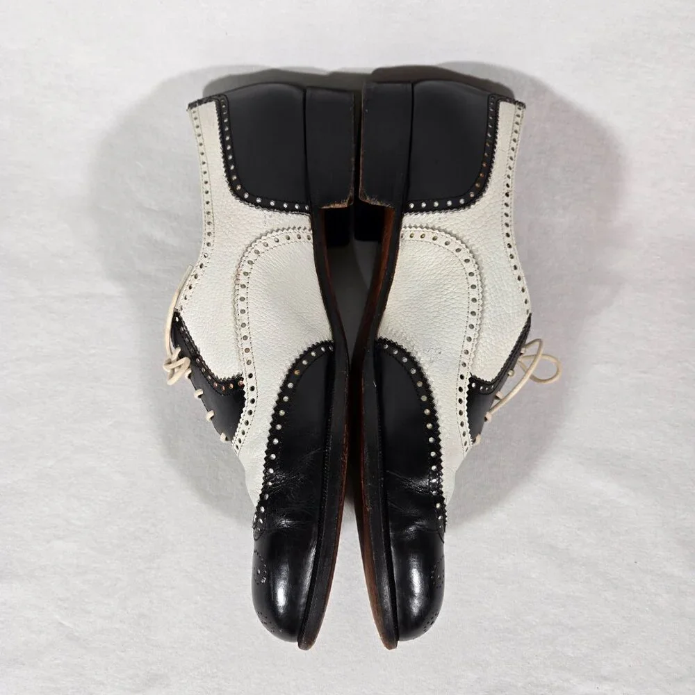 Vintage SPECTATOR COLE HAAN Black&White Wingtip Oxford Dress Shoes Size 9D ITALY - Picture 13 of 17